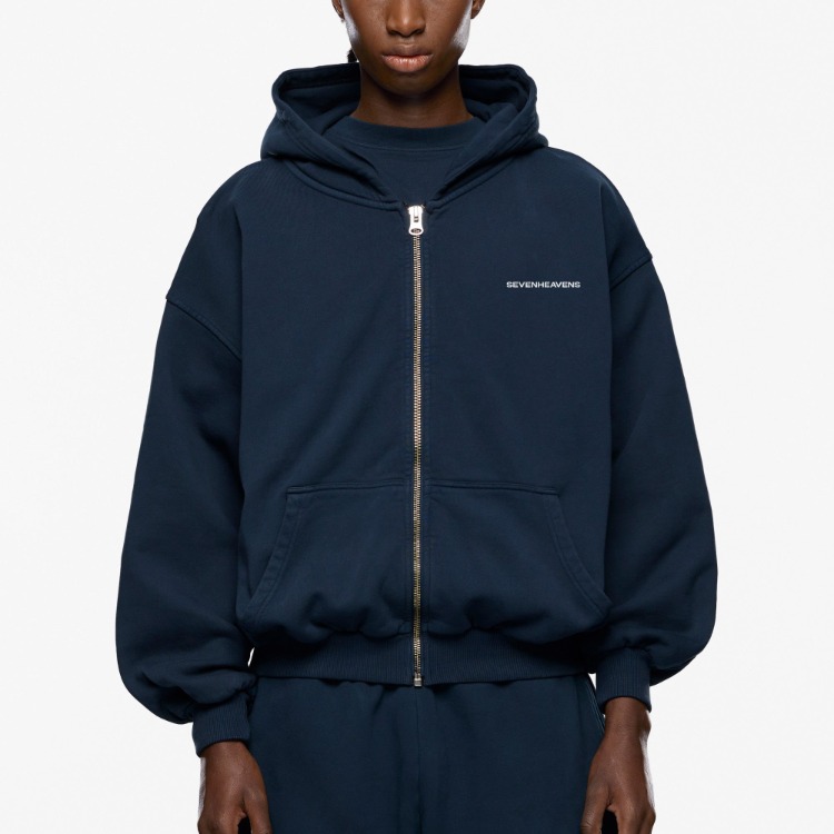 7HEAVENS Washed Logo Zip Hoodie