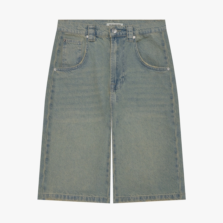 (D) 7HEAVENS Denim Jorts - Yellow Tinded