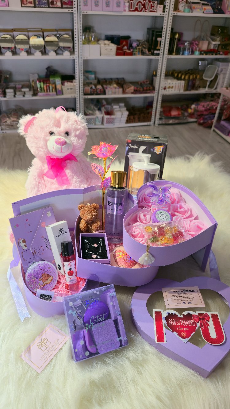 Peluş Ayıcık & Parfüm & Takı Premium Hediye Kutusu Seti