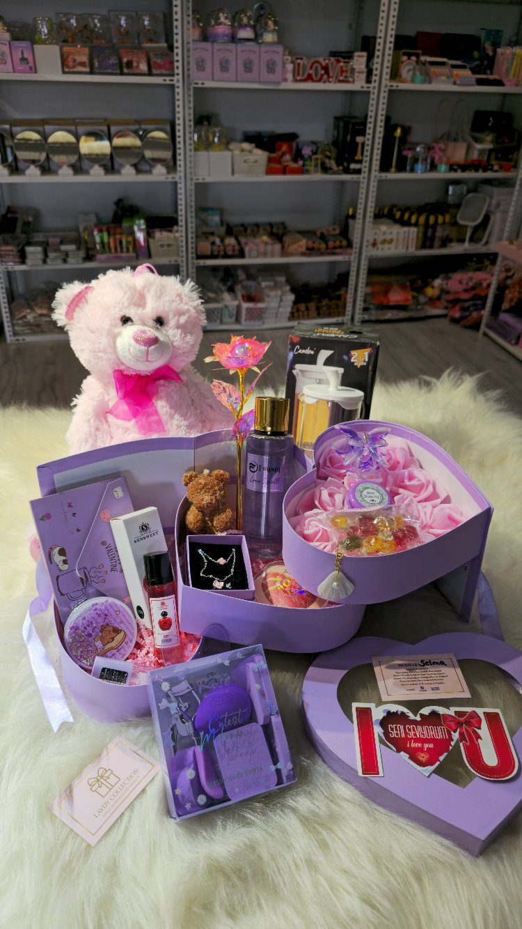 Peluş Ayıcık & Parfüm & Takı Premium Hediye Kutusu Seti