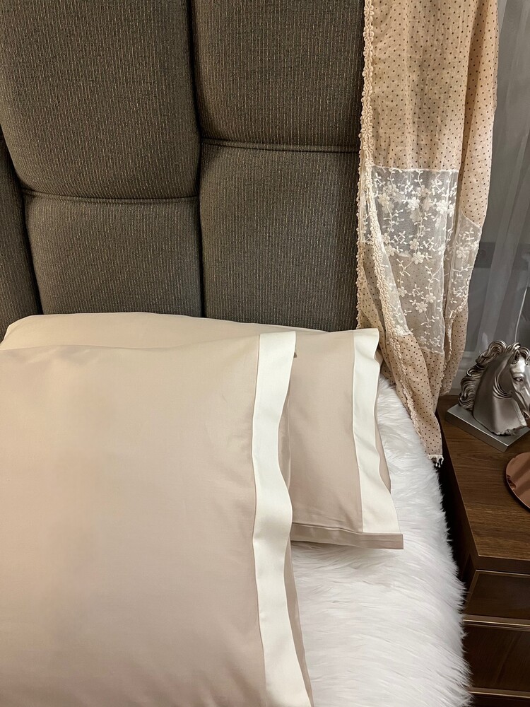 Silkarea CHIC %100 Pamuk Saten İkili Yastık Kılıfı Seti - Standart Model Renk: Cappuccino