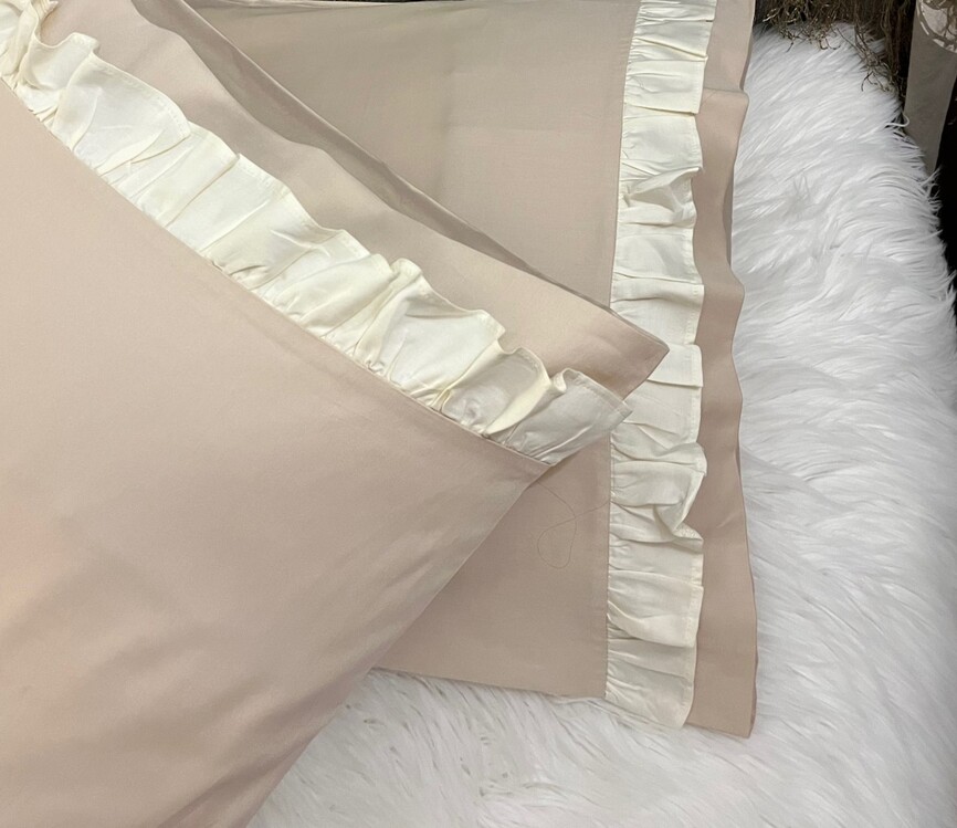 Silkarea CUTIE %100 Pamuk Saten İkili Yastık Kılıfı Seti -Standart Model Renk: Cappuccino