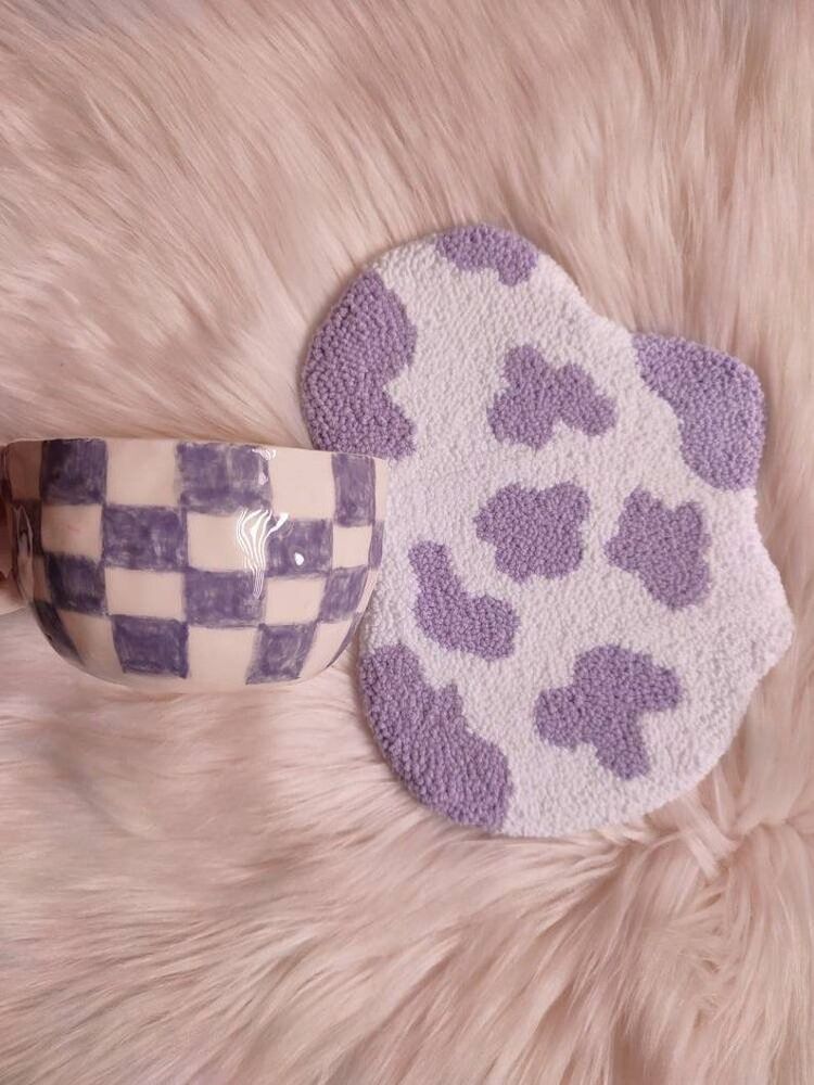 mini cow print rug