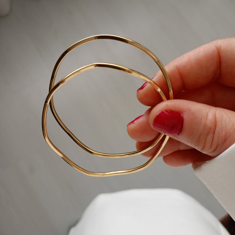 Lente Aksesuar 14K Altın Rengi Çelik Zigzag 2'li Ajda Bilezik