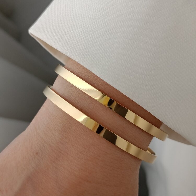 Lente Aksesuar Çelik Gold 2'li Set Ajda Bilezik (4mm)