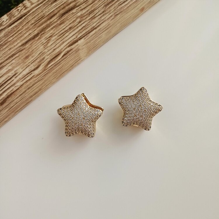 Lente Aksesuar Xuping 14K Altın Kaplama Zirkon Taşlı Yıldız Küpe