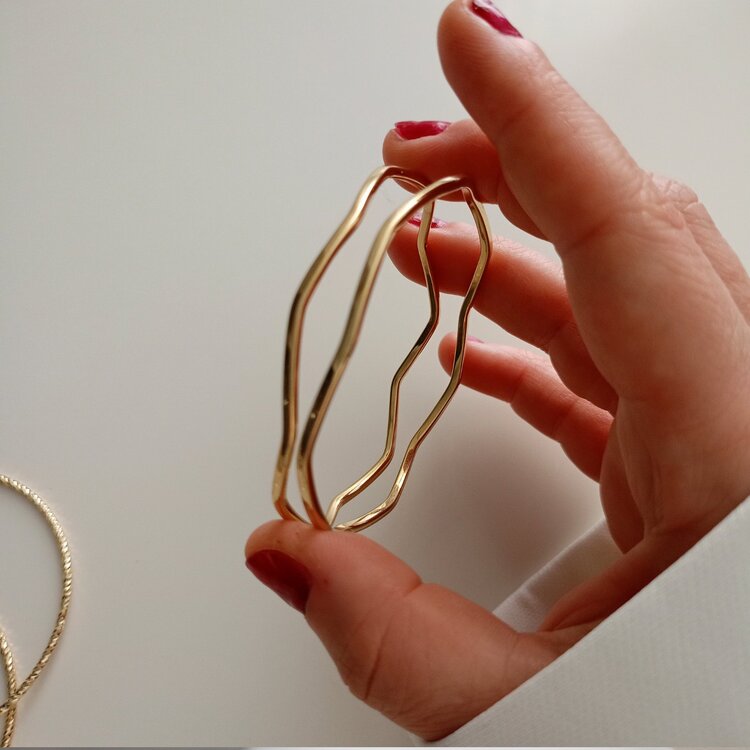 Lente Aksesuar 14K Altın Rengi Çelik Zigzag 2'li Ajda Bilezik