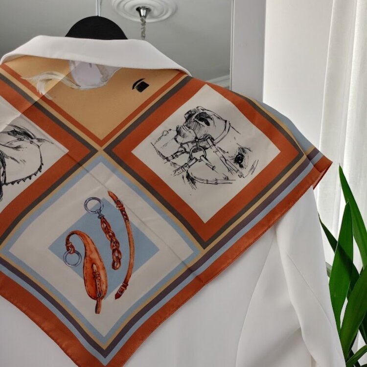Lente Aksesuar Kadın Premium Desenli Şal-İpek Saten Dokulu Fular