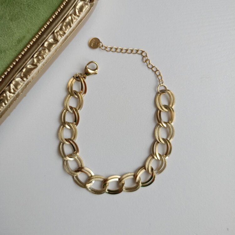 Lente Aksesuar Kadın Gold Çelik Samanyolu Model Dokulu Zincir Bileklik