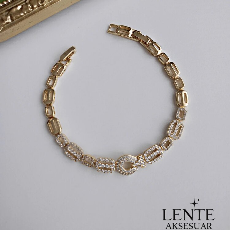 Lente Aksesuar 14K Altın Kaplama Xuping Seri Zirkon Taşlı Lüks Bileklik