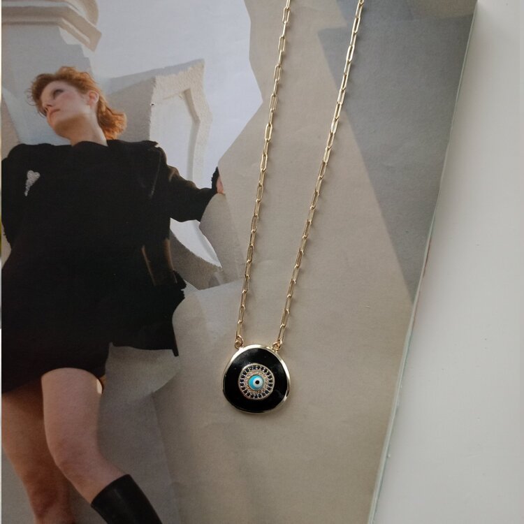 Lente Aksesuar Gold Kaplama Çoklu Kolye Kombini Siyah Turkuaz Boncuklu Nazar Kolye Seti
