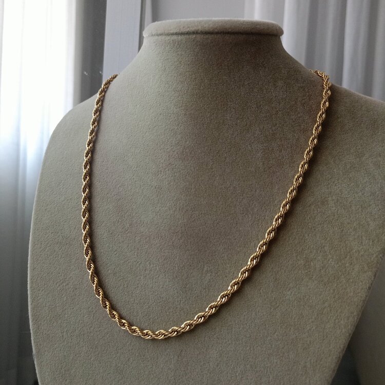 Lente Aksesuar 14K Altın Kaplama Burgu Zincir Kolye (45cm) - Nostaljik Kolye