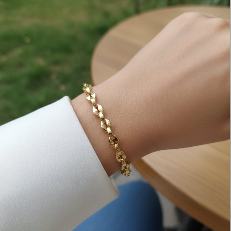 Lente Aksesuar Xuping 14K Altın Kaplama İçiçe Geçme Zincir Modern Kadın Bileklik