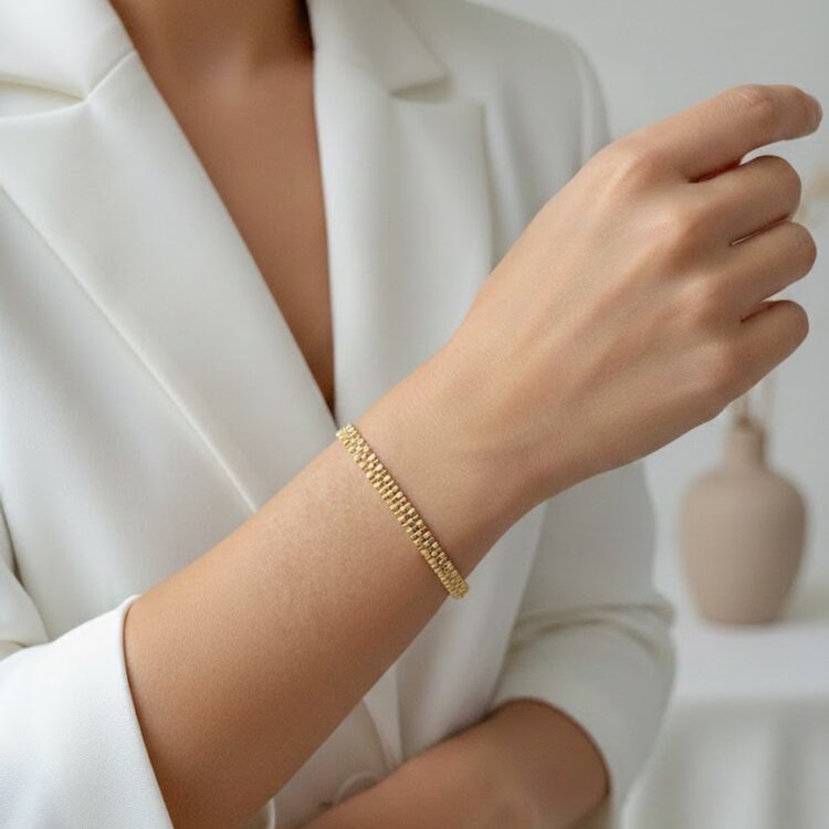 Lente Aksesuar 14K Altın Kaplama Tane Modelli Bileklik - Trend Kadın Bileklik