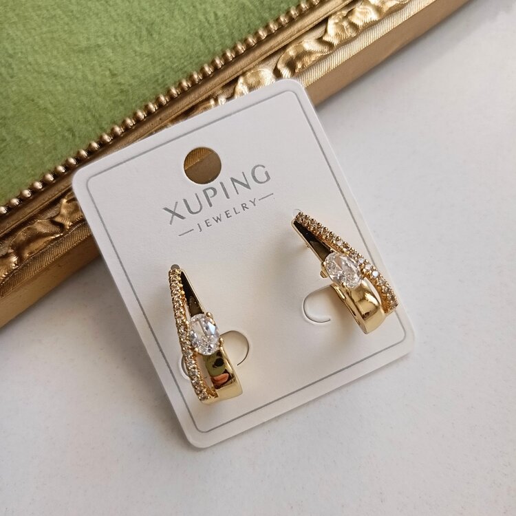 Lente Aksesuar Xuping Damla Model Zirkon Taşlı 14K Altın Kaplama Küpe