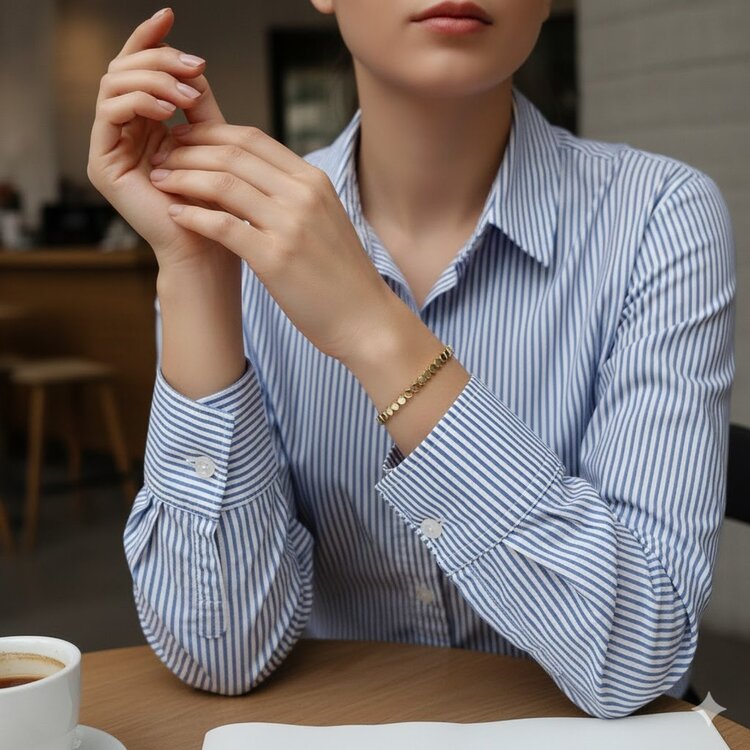 Lente Aksesuar 14K Altın Kaplama Plaka Petek Bileklik_Modern Kadın Bileklik