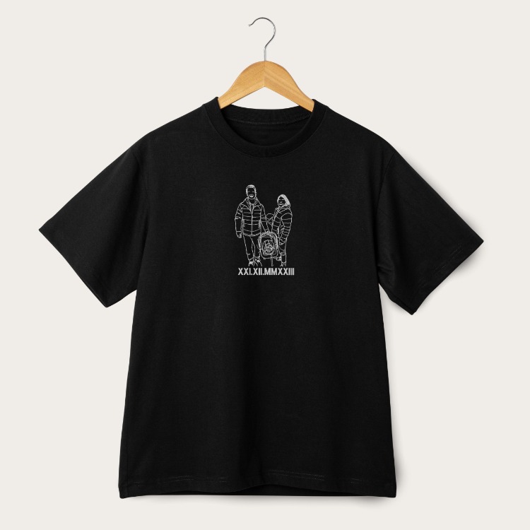 Kişiye Özel Çizgisel Fotoğraf Nakışlı T-SHIRT