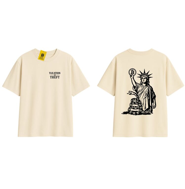 'STATUE OF LIBERTY' | Oversize Krem Rengi Tişört