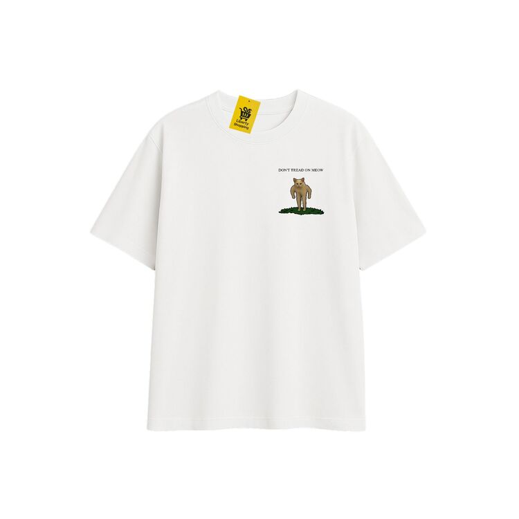 'DON'T TREAD ON MEOW' | Oversize Beyaz Tişört | DISTASTE
