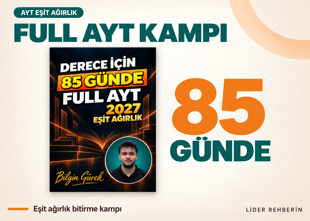 BİLGİN GÜREK DERECE YAPTIRTACAK 85 GÜN AYT EA PROGRAM + REHBERLİK / DİJİTAL KİTAP