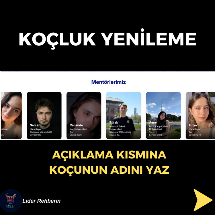 Lider Rehberin KOÇLUK YENİLEME - Koçunun Adını Açıklamaya Ekle !