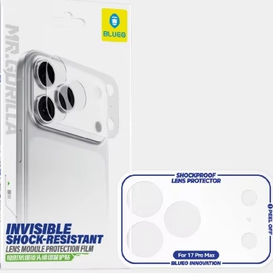BLUEO iPhone 17 Pro Uyumlu İnvisible Shock-Resistant Lens Modülü Koruma Filmi