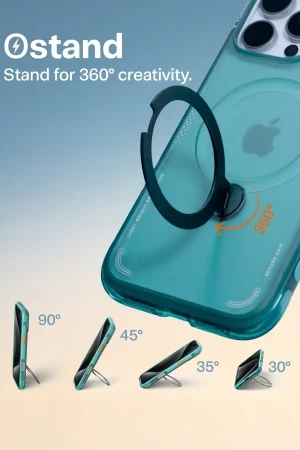 Torras Apple iPhone 17 Pro O Stand Spin Air Serisi Magsafe Kılıf - Yeşil-Mavi