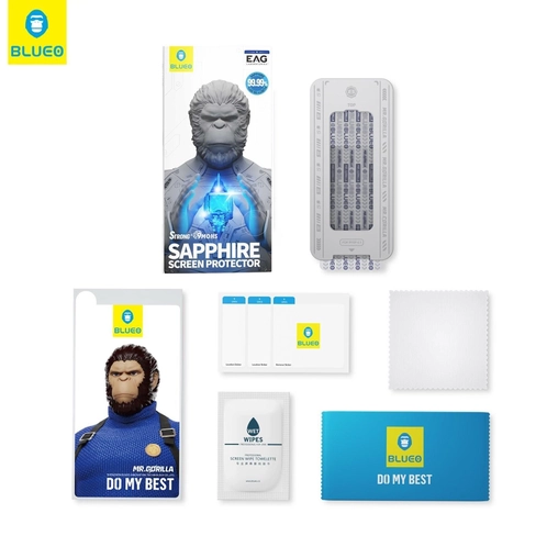 Blueo Sapphire 16 Pro Max Uygulama Aparatlı 9 MOhs %99.99 Orijinal Safir Ekran Koruyucu