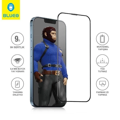 Blueo Corning Gorilla iPhone 14 Pro Uyumlu Uygulama Aparatlı Ekstra Dayanıklı HD Cam Ekran K