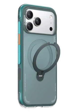 Torras Apple iPhone 17 Pro Max O Stand Spin Air Serisi Magsafe Kılıf - Yeşil-Mavi