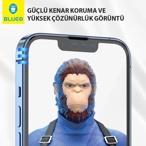 Blueo Corning Gorilla iPhone 14 Pro Uyumlu Uygulama Aparatlı Ekstra Dayanıklı HD Cam Ekran K