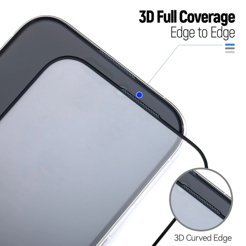 lueo Full Glue iPhone 16 Pro Max Uyumlu Uygulama Aparatlı Kavisli ince Tam Kaplayan Cam Ekran K