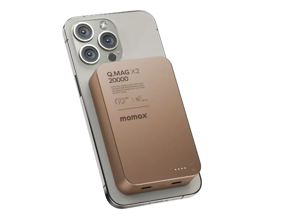 Momax Q.Mag X2 15W 20000 mAh  Magnetic Wireless Power Bank 20000mAh DESERT