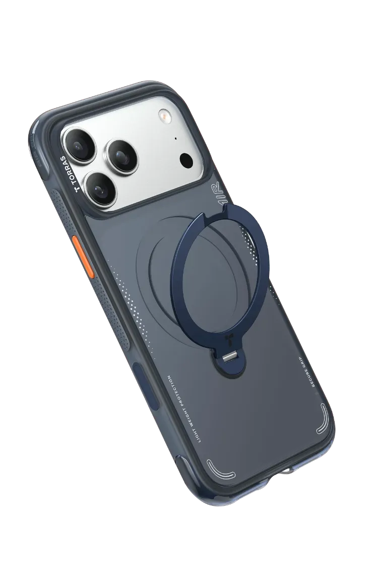 Torras Apple iPhone 17 Pro O Stand Spin Air Serisi Magsafe Kılıf - Lacivert 6938075665784