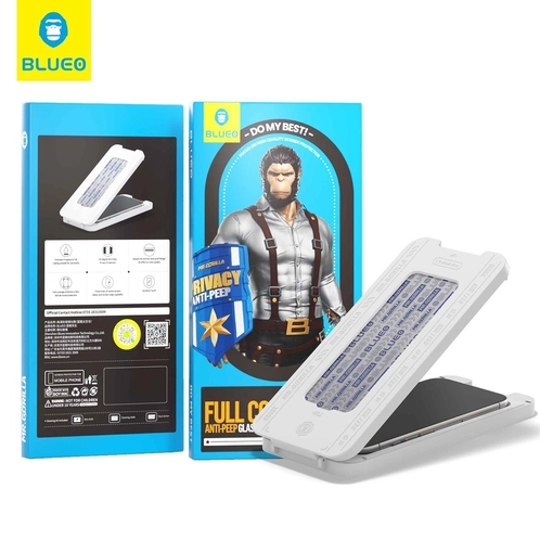 Blueo Anti-Peep Privacy iPhone 16Plus/15Plus Uyumlu Göz Yormayan Uygulama Aparatlı Hayalet Cam