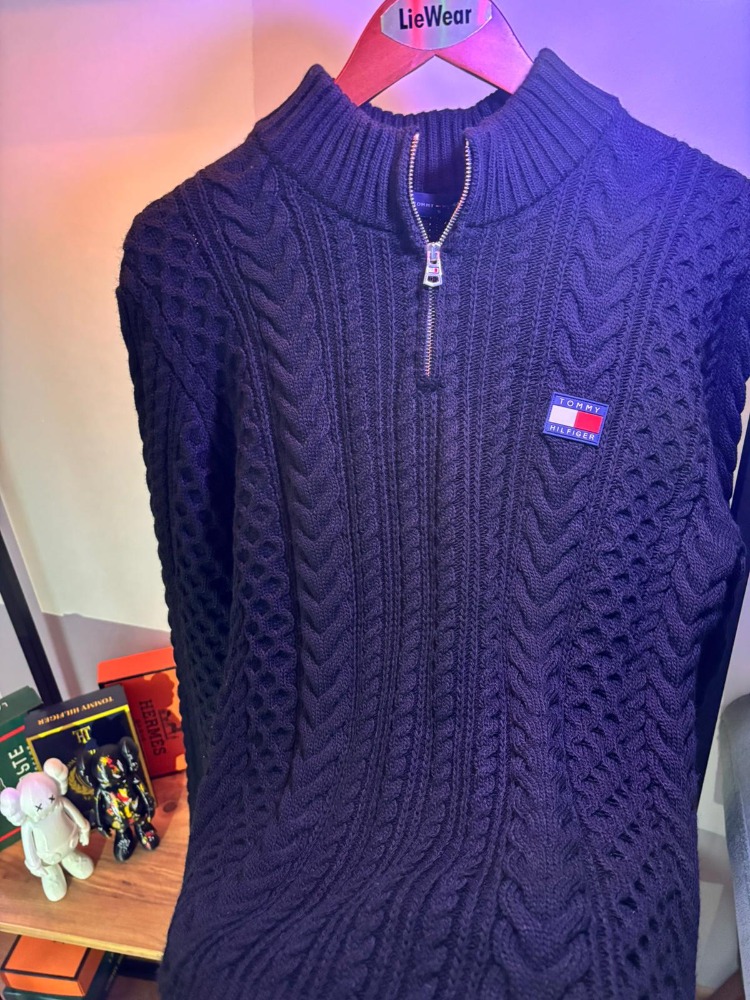 TOMMY HİLFİGER Fermuarlı Triko Kazak Premium