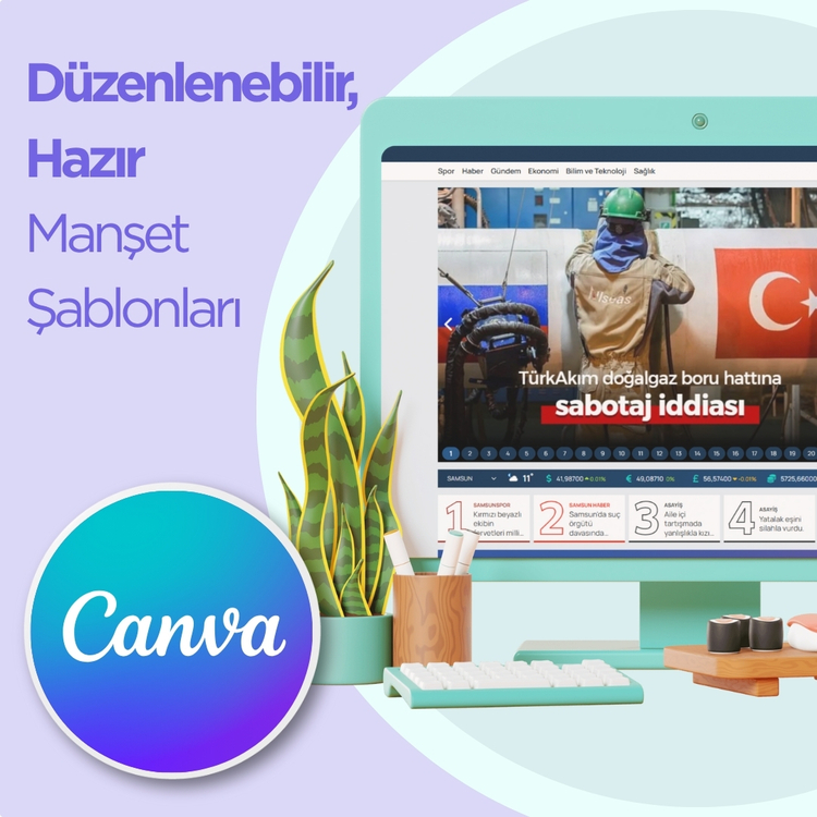 Hazır Haber Manşet Şablonları (Canva ile düzenlenebilir)