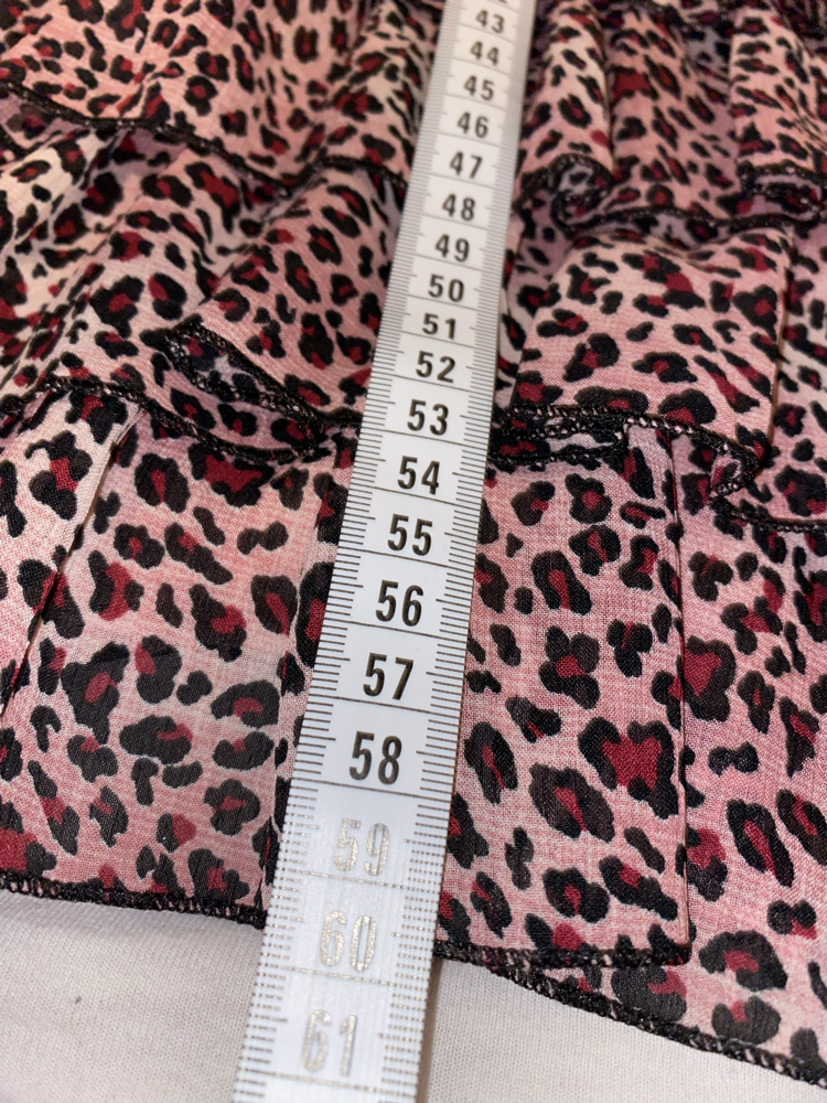 Kemerli Pembe leopar midi etek