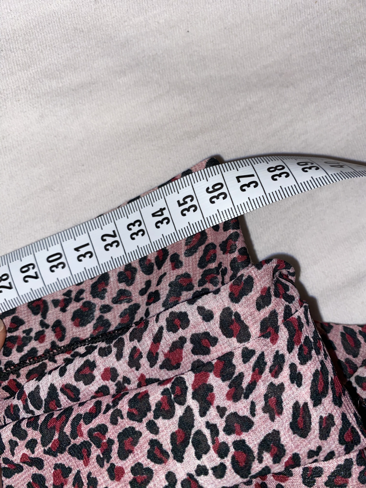 Kemerli Pembe leopar midi etek
