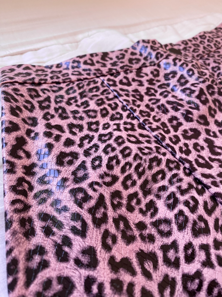 DERİ kroko pembe leopar kısa etek