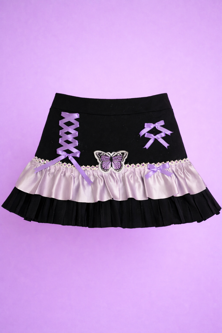 Fairycore lila kısa etek