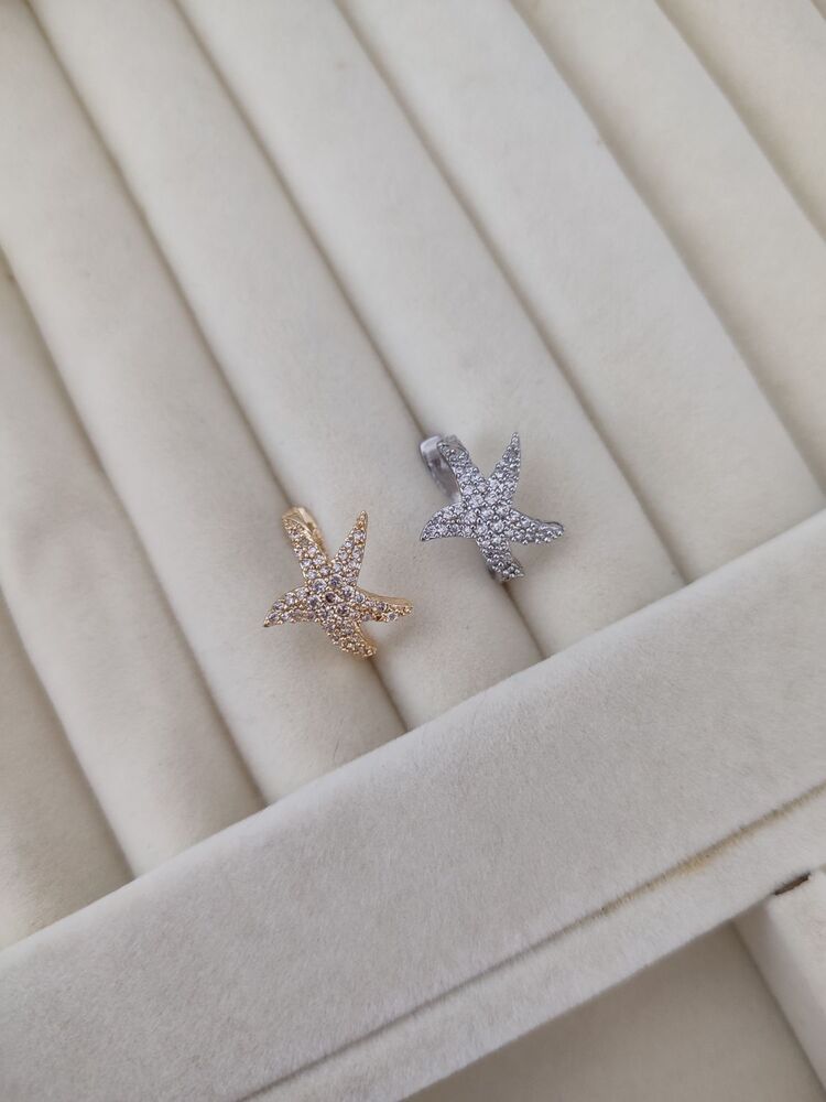 Zirkon Taşlı Deniz Yıldızı Kıkırdak Küpe