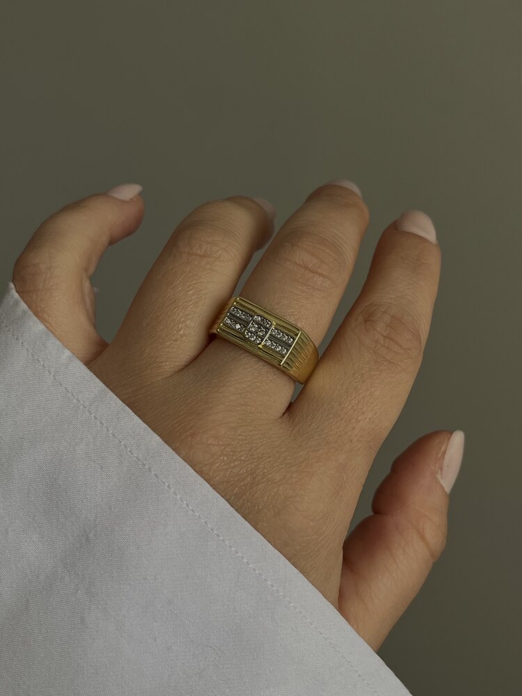 Vintage Model Kare Taşlı Ayarlanabilir Yüzük