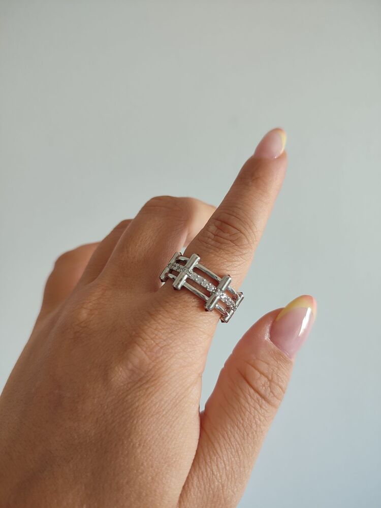 Zirkon Pembe Taş Yüzük / Silver
