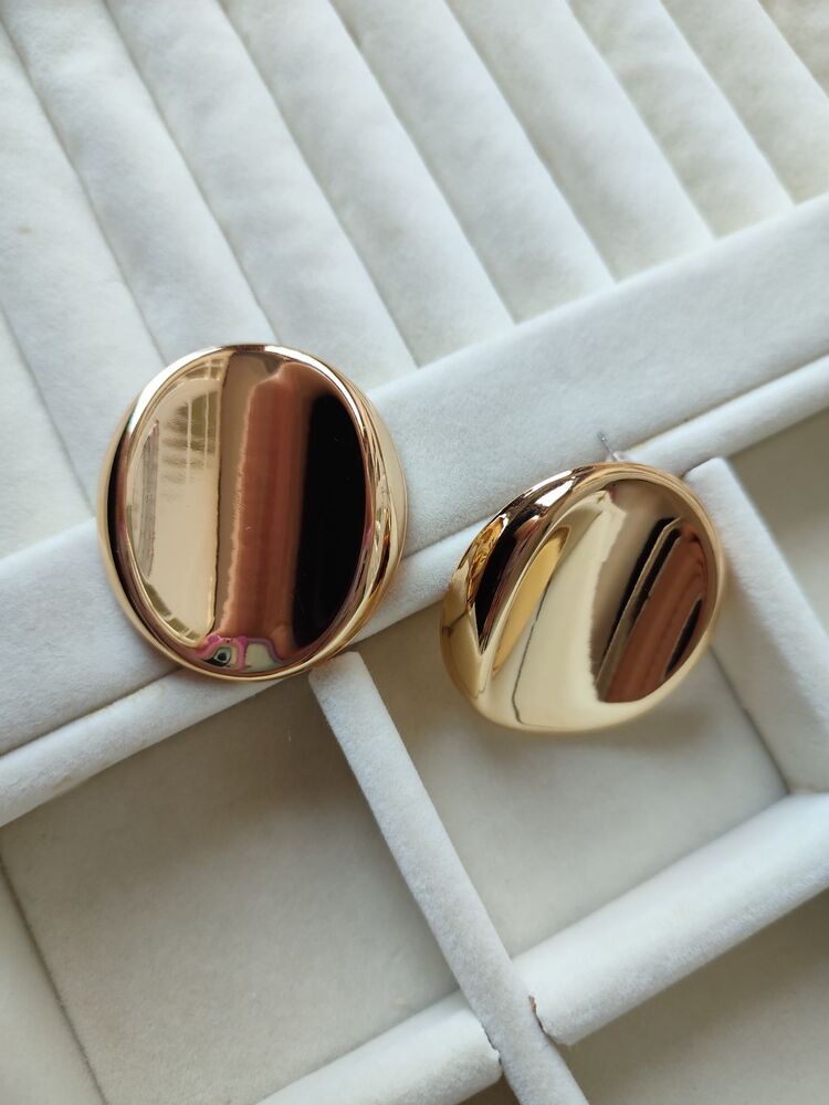 Yuvarlak Plaka Küpe / Gold