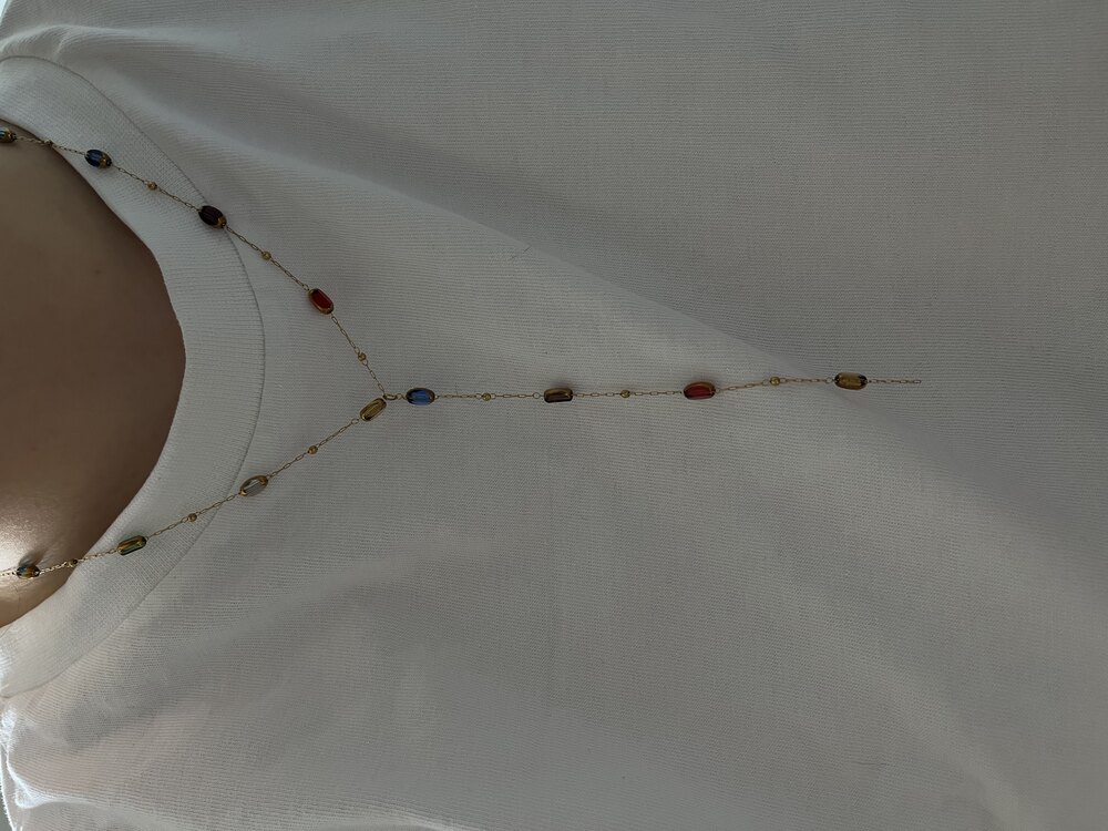Sallantılı Renkli Taşlı Y Kolye