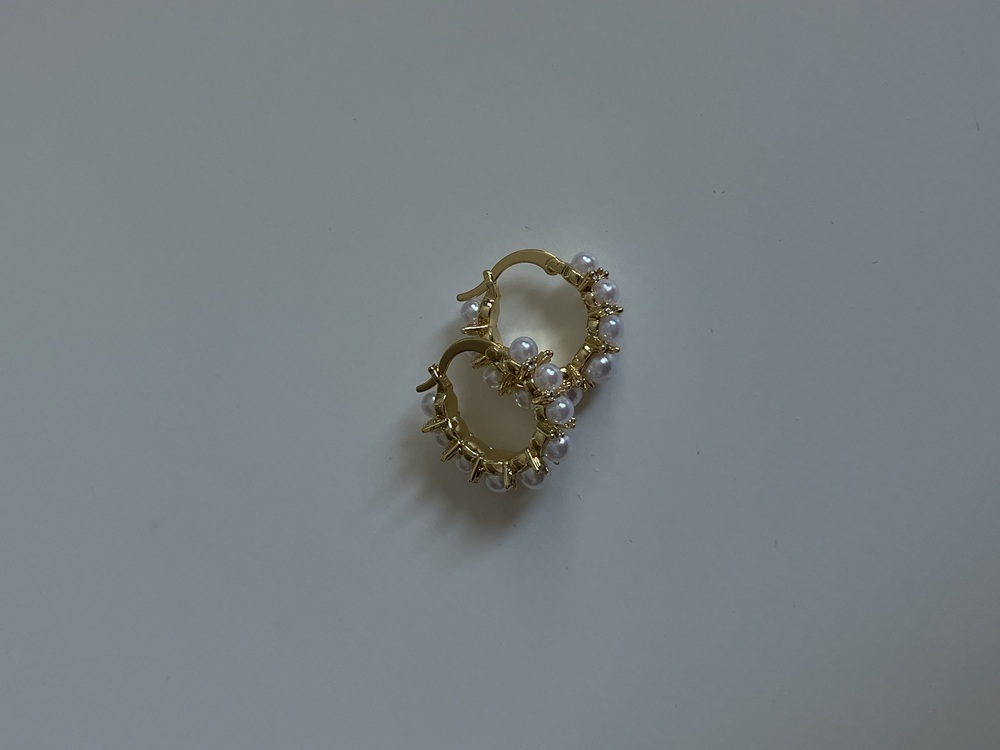 İnci Detaylı Gold Küpe
