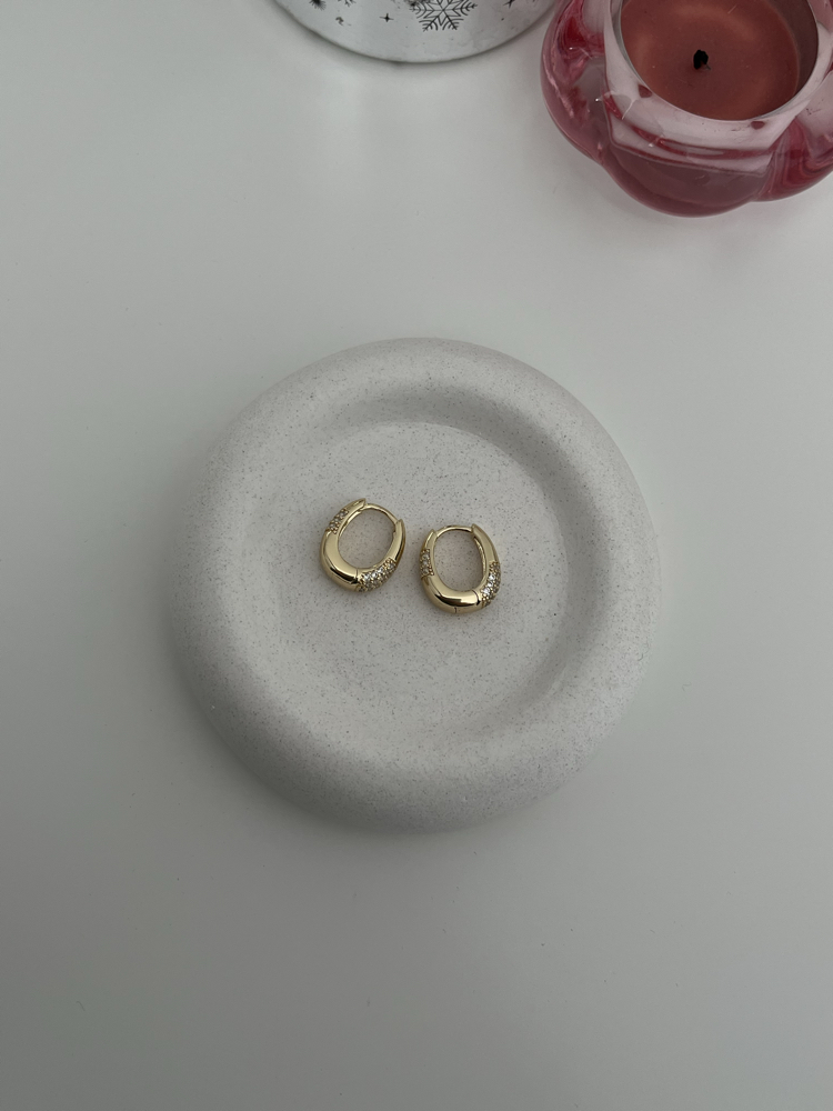 14 Ayar Renginde Zirkon Taşlı Gold Küpe