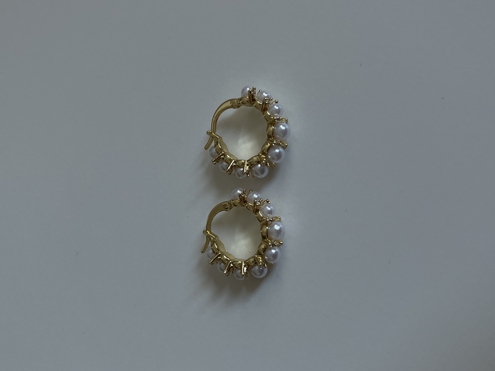 İnci Detaylı Gold Küpe