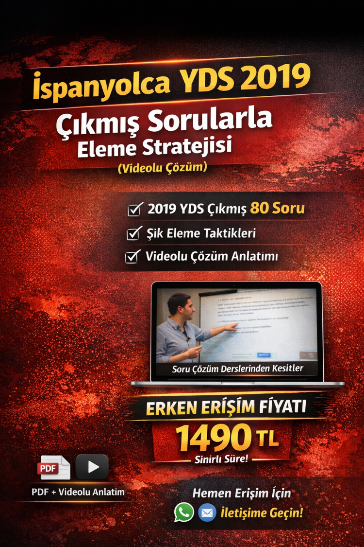 İspanyolca YDS 2019 Çıkmış Sorularla Eleme Stratejisi (Videolu Çözüm)